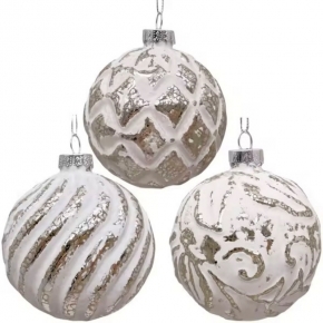 Christams tree hanging ornament, White glass ball