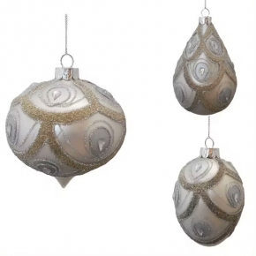 Christams tree hanging ornament, White glass ball