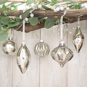 Christams tree hanging ornament, Silver glass ball,onion,finial