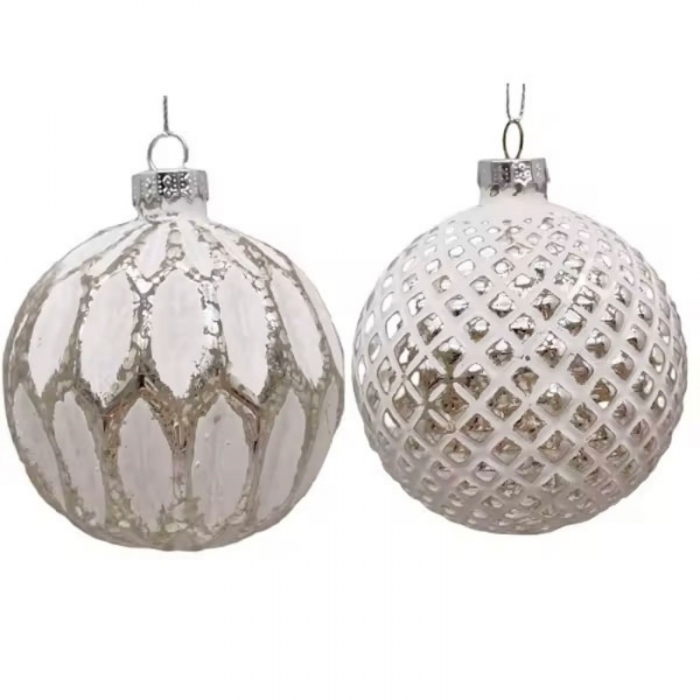 Christams tree hanging ornament, White glass ball