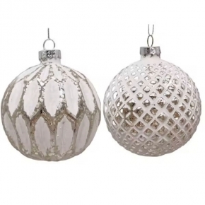 Christams tree hanging ornament, White glass ball