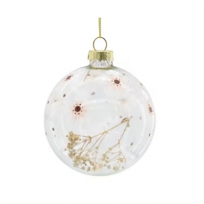 Christams tree hanging ornament, Clear glass ball with gold glitter