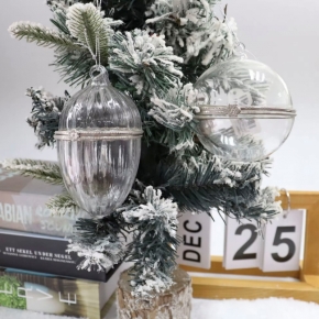 Christams tree hanging ornament, Clear glass disc & egg,can open