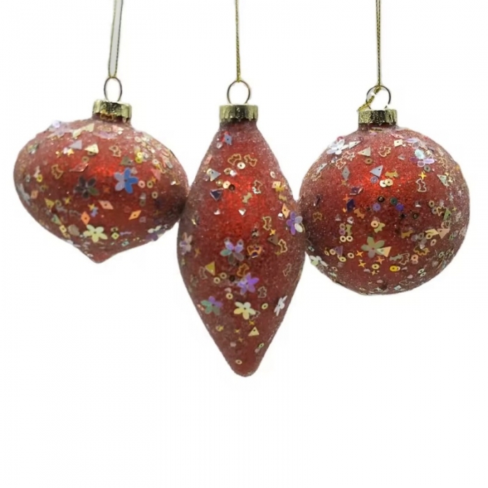 Christams tree hanging ornament,Shiny red glass ball,onion,finial