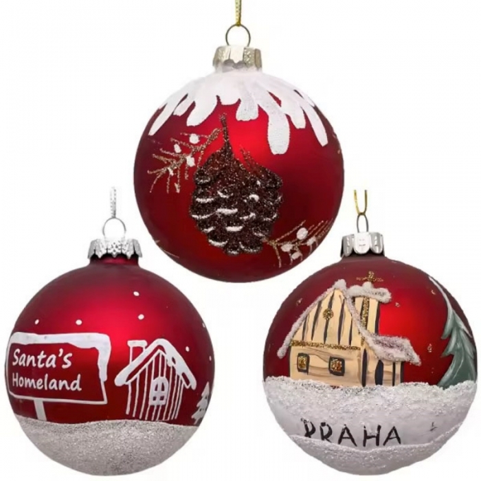 Christams tree hanging ornament,Matte red glass ball,onion,finial