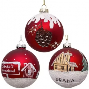 Christams tree hanging ornament,Matte red glass ball,onion,finial