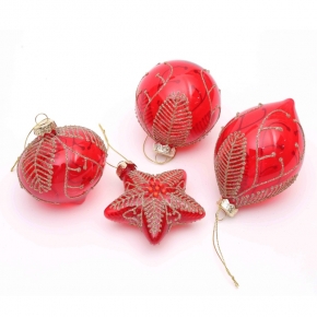 Christams tree hanging ornament,Red glass ball,onion,finial