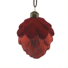 Christams tree hanging ornament,Red glass pinecone