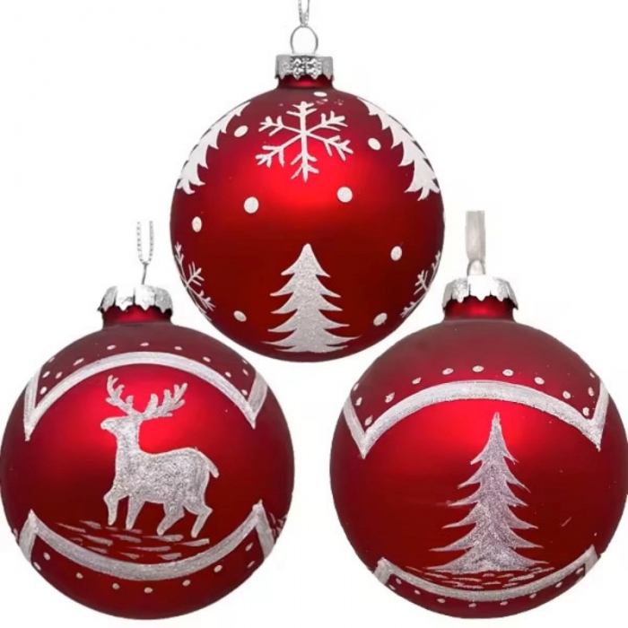 Christams tree hanging ornament,Matte red glass ball,onion,finial
