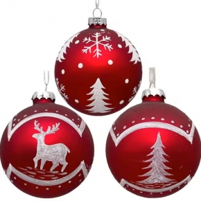 Christams tree hanging ornament,Matte red glass ball,onion,finial