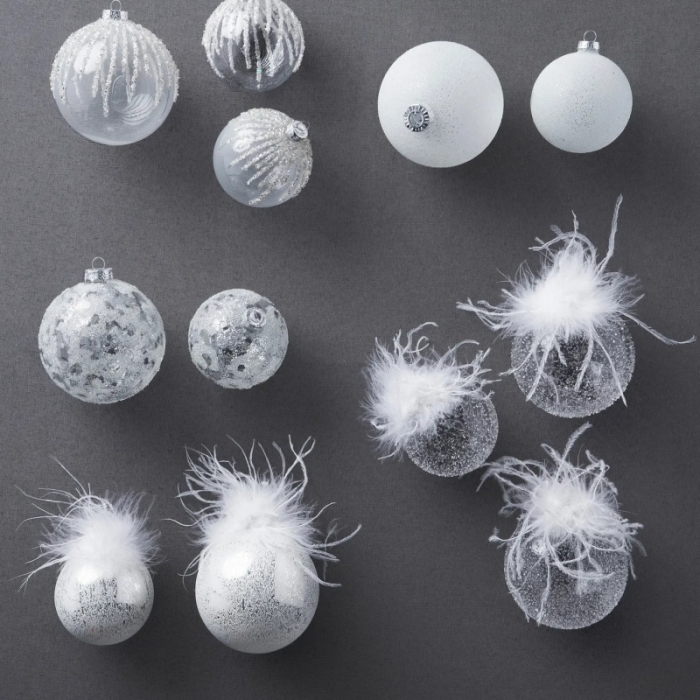Christams tree hanging ornament,Clear and white glass ball,onion,finial