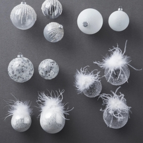 Christams tree hanging ornament,Clear and white glass ball,onion,finial