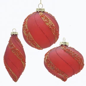 Christams tree hanging ornament,Matte red glass ball,onion,finial