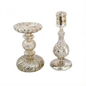 Christmas talbe decoration,Antiquated silver glass candle holder