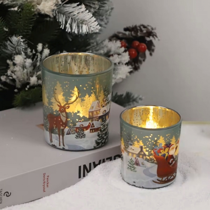 Christmas talbe decoration,Silver Glass Candlestick Jar