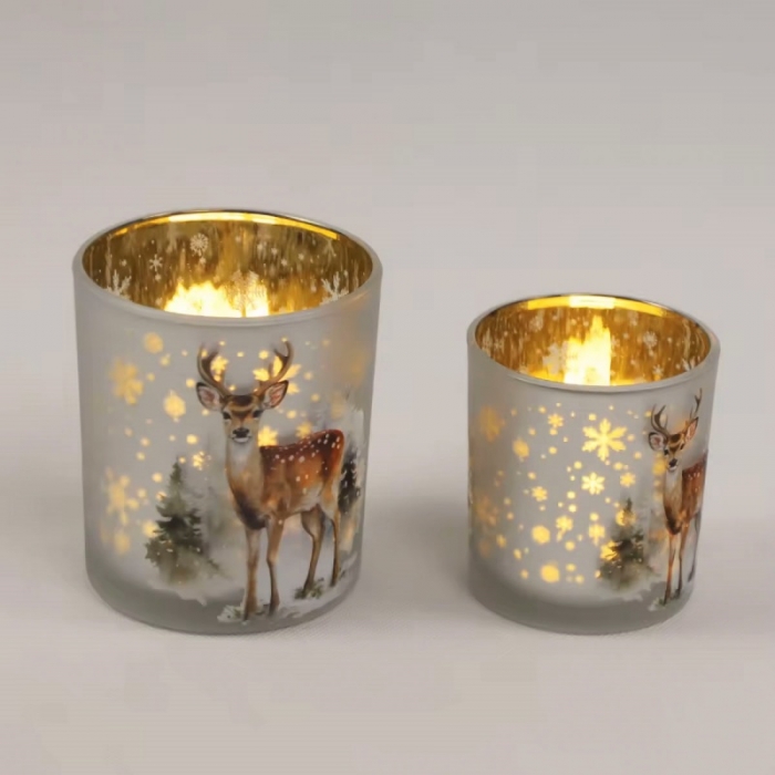 Christmas talbe decoration,Silver Glass Candlestick Jar