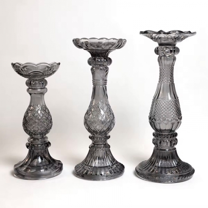 Christmas talbe decoration,Clear grey candle holder