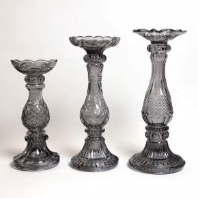 Christmas talbe decoration,Clear grey candle holder