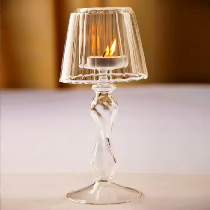 Christmas talbe decoration,Clear glass candle holder