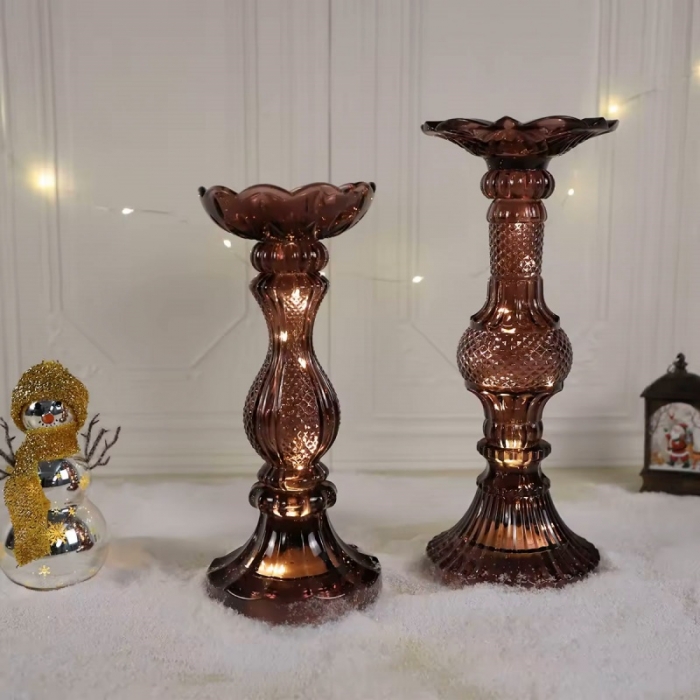 Christmas talbe decoration,Clear grey candle holder