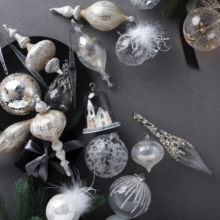 Christams tree hanging ornament,Clear and white glass ball,onion,finial