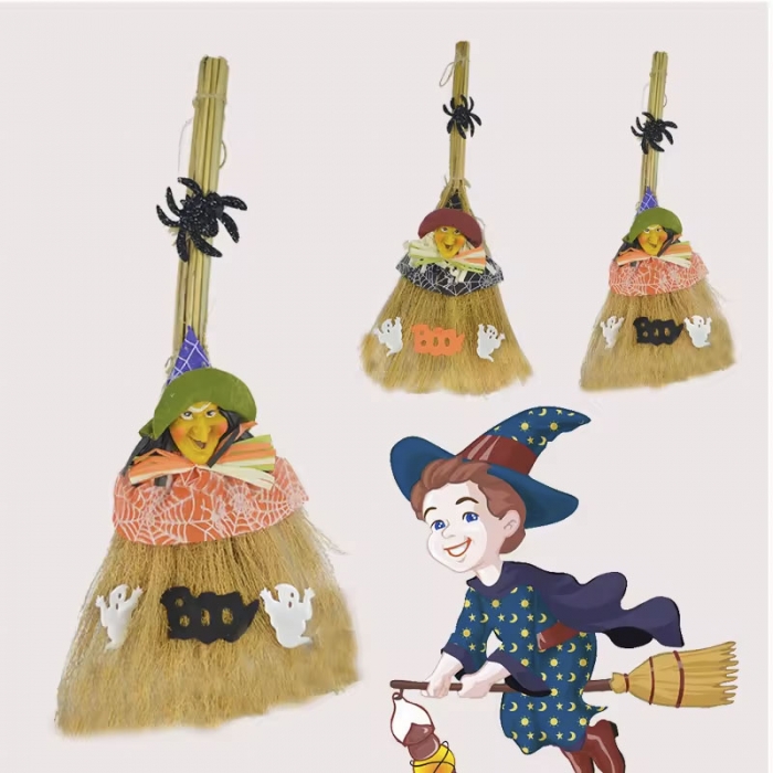Halloween magic witch broom