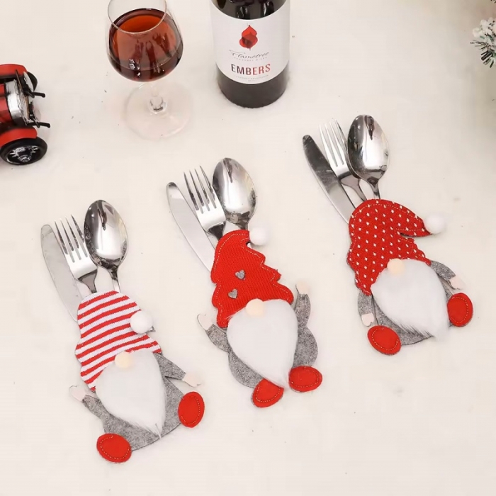 Christmas Tableware Holder faceless doll Knife Fork Cutlery