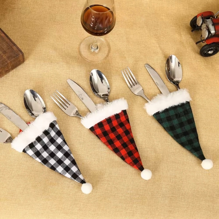 Christmas Tableware Holder faceless doll Knife Fork Cutlery