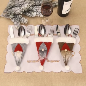 Christmas Tableware Holder faceless doll Knife Fork Cutlery
