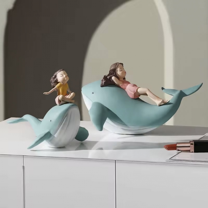 whale girl creative small decoration