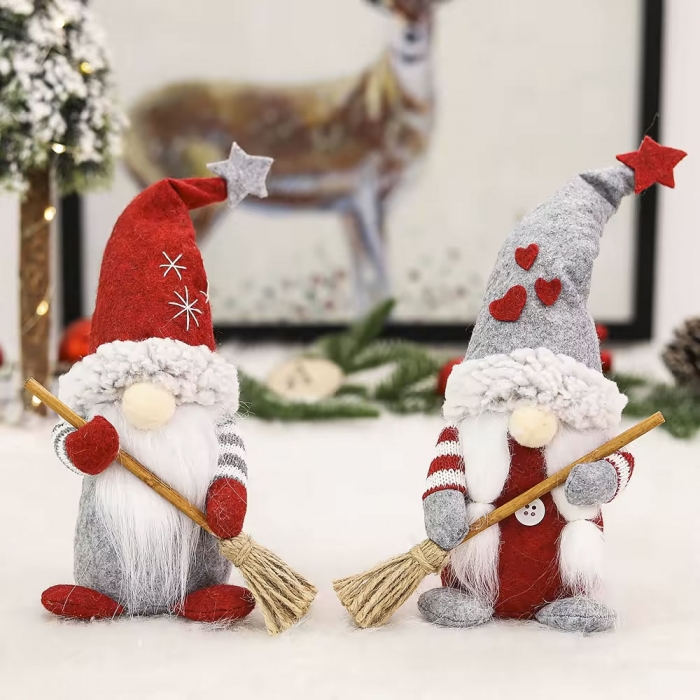 Gnomes With Broom For Christmas