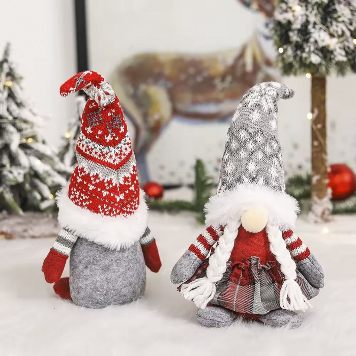 Striped Snowflake Knitted Hat Faceless Dolls