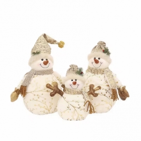 Long fluff printed fabric pointed hat  snowman