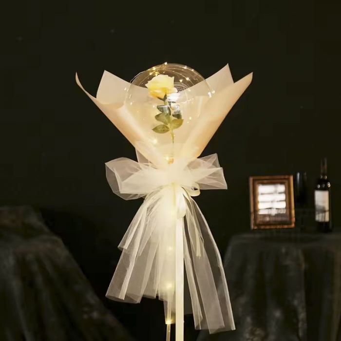 Transparent Bear Rose LED Bobo Balloon