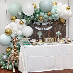 Green White Macaron Balloon Arch Garland Kit 4D Rose