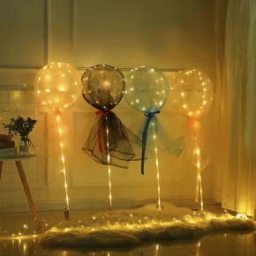 Transparent Bear Rose LED Bobo Balloon