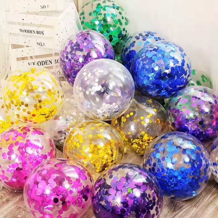 Confetti Balloon Party Transparent Round Star Heart Paillette Latex Balloons