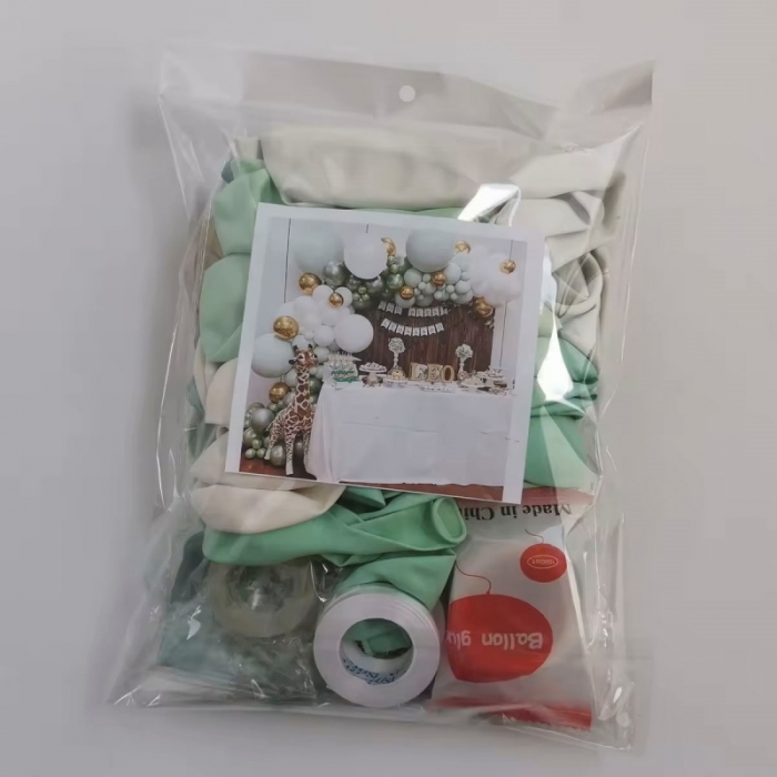 Green White Macaron Balloon Arch Garland Kit 4D Rose