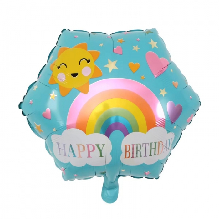 Heart Star Hexagon Happy Birthday Foil Balloon