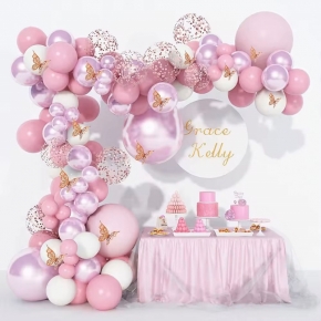 White Metal Pink Balloons Garland