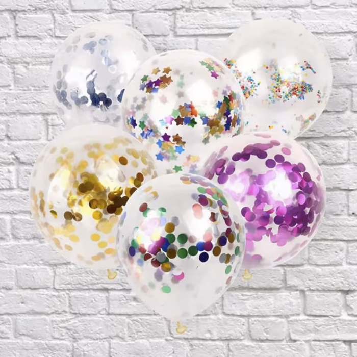 Confetti Balloon Party Transparent Round Star Heart Paillette Latex Balloons