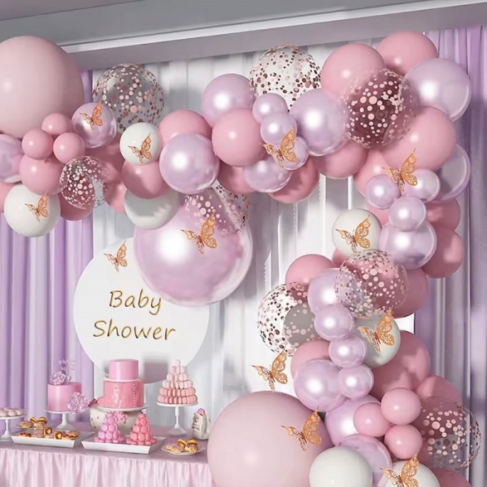 White Metal Pink Balloons Garland