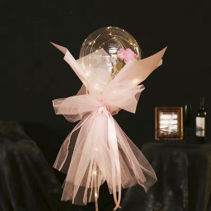 Transparent Bear Rose LED Bobo Balloon