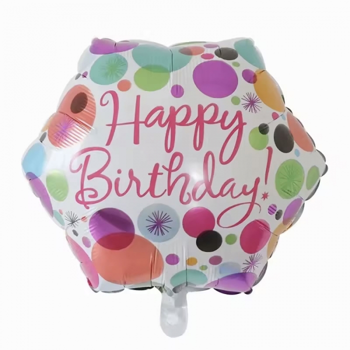 Heart Star Hexagon Happy Birthday Foil Balloon