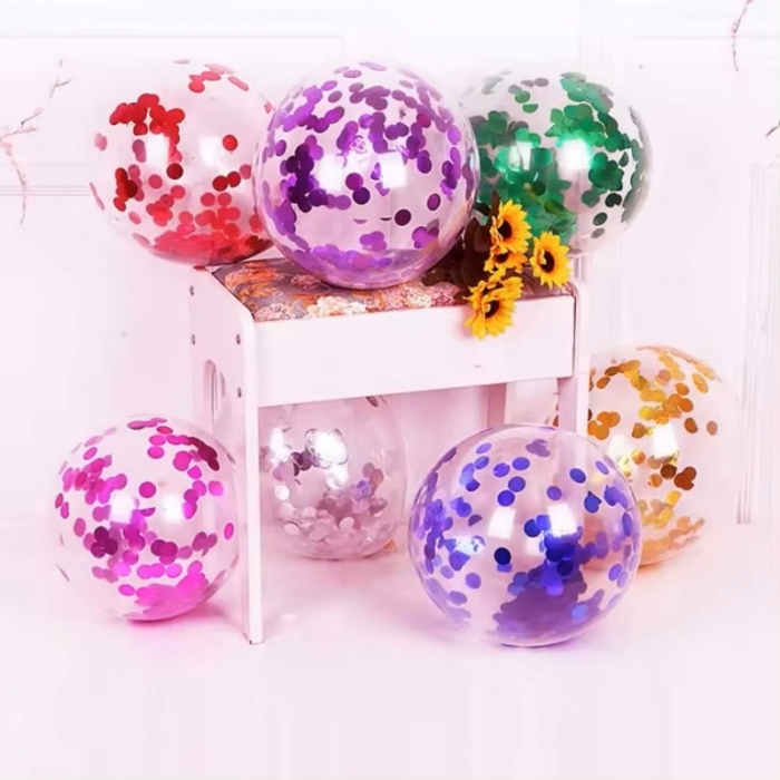 Confetti Balloon Party Transparent Round Star Heart Paillette Latex Balloons