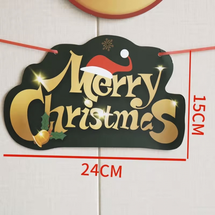 Merry Christmas Banner Tree Snow Star Leaves Garlands