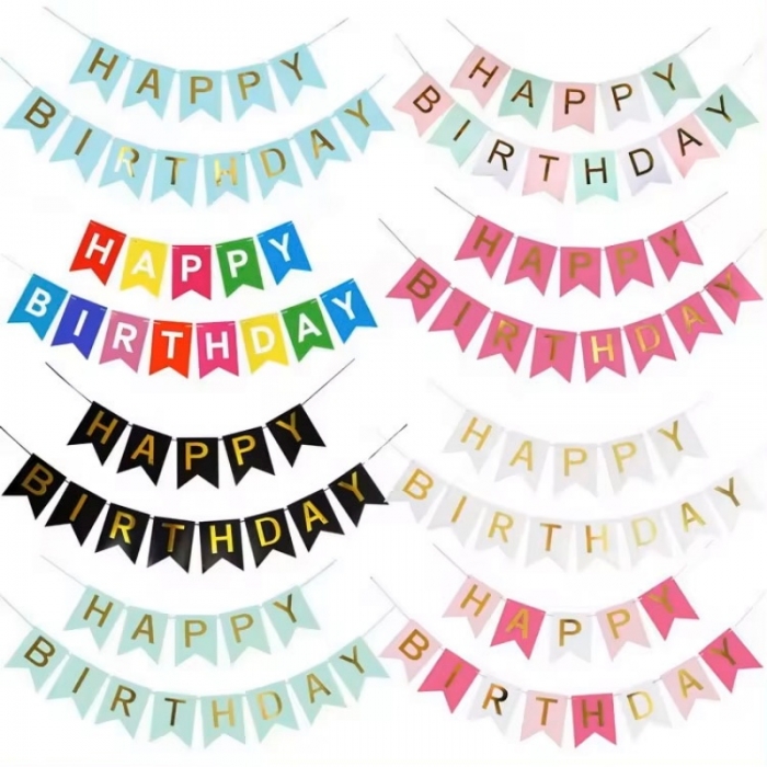 Happy Birthday Banner DIY Paper Hanging Party Flags