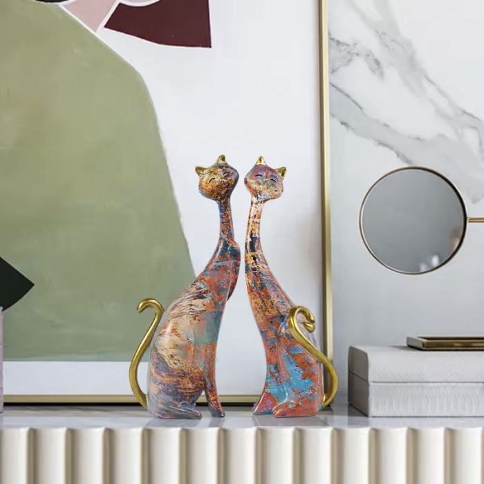 Creative Oil Painting Cat Figurines