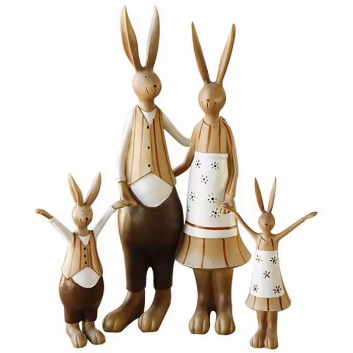 Rabbits Family Handmade Resin Craft Ornament