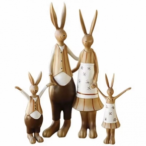 Rabbits Family Handmade Resin Craft Ornament